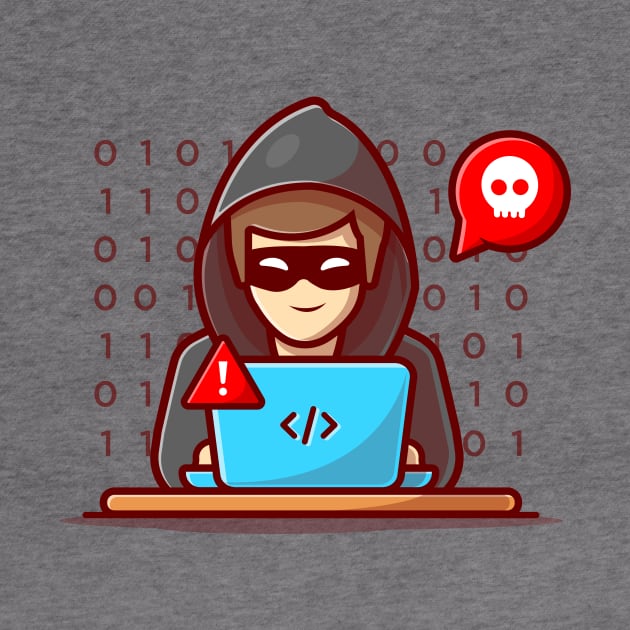 Hacker operating a laptop cartoon by Catalyst Labs